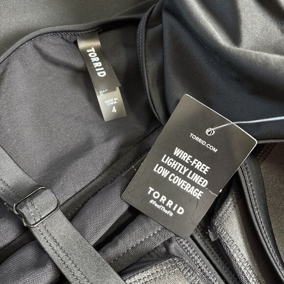 Torrid‎ Wire Free One Piece Swimsuit Size 4X (26) Rhinestone Black Halter NWT - Picture 3 of 9